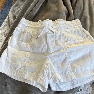 Athleta White Drawstring Linen Athletic Shorts -Sz 10